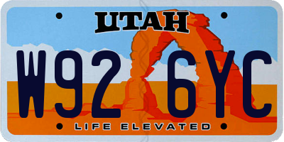 UT license plate W926YC