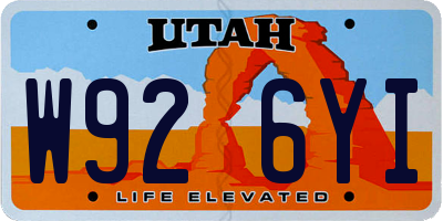 UT license plate W926YI