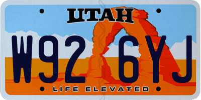 UT license plate W926YJ