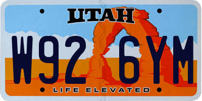 UT license plate W926YM