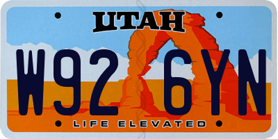 UT license plate W926YN