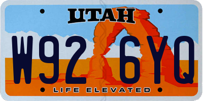 UT license plate W926YQ