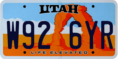UT license plate W926YR