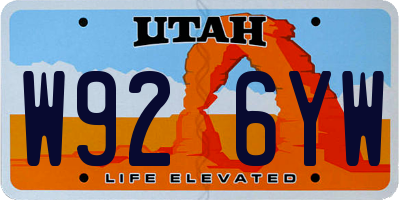 UT license plate W926YW