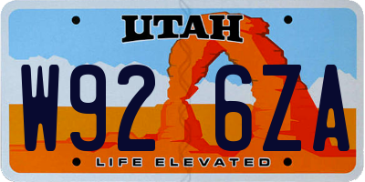 UT license plate W926ZA