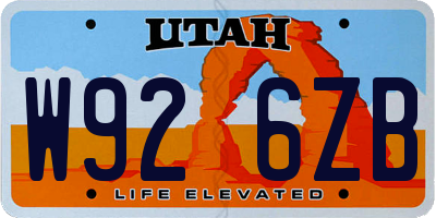 UT license plate W926ZB