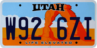 UT license plate W926ZI