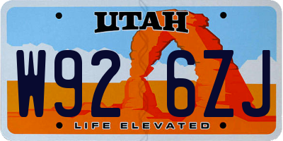 UT license plate W926ZJ