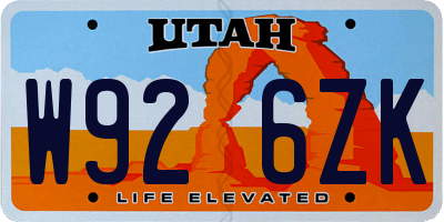 UT license plate W926ZK