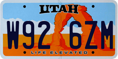 UT license plate W926ZM