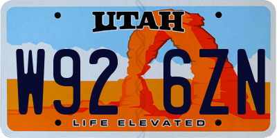 UT license plate W926ZN