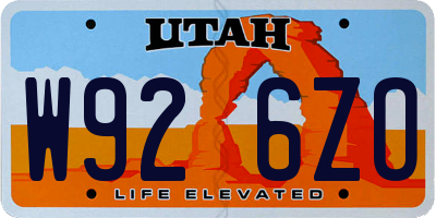 UT license plate W926ZO