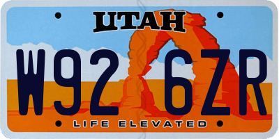 UT license plate W926ZR