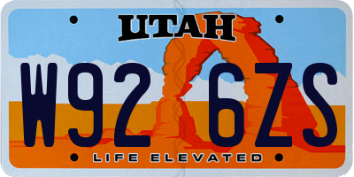 UT license plate W926ZS