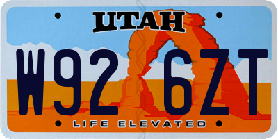 UT license plate W926ZT