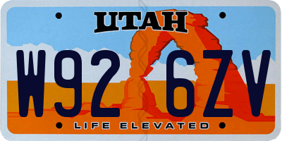 UT license plate W926ZV