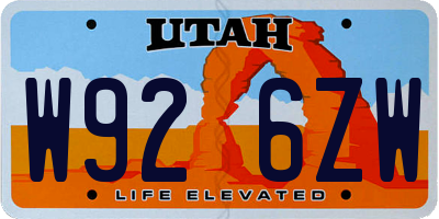 UT license plate W926ZW