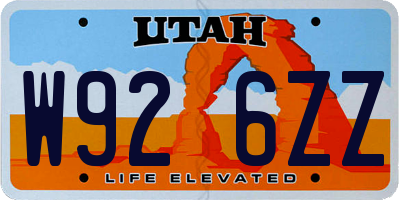 UT license plate W926ZZ