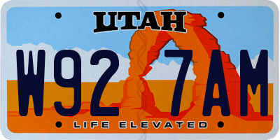 UT license plate W927AM