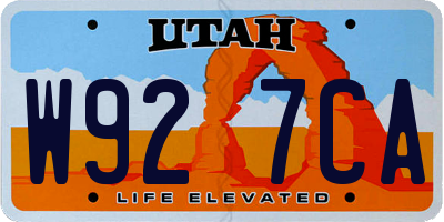 UT license plate W927CA