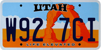 UT license plate W927CI