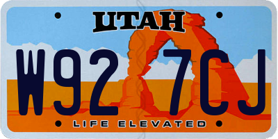UT license plate W927CJ