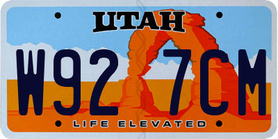 UT license plate W927CM