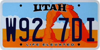 UT license plate W927DI