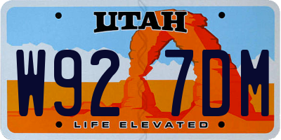 UT license plate W927DM