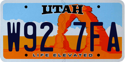 UT license plate W927FA