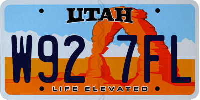 UT license plate W927FL