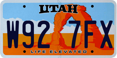 UT license plate W927FX