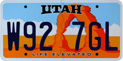UT license plate W927GL