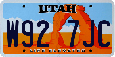 UT license plate W927JC