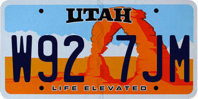 UT license plate W927JM