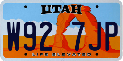 UT license plate W927JP