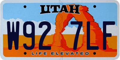 UT license plate W927LF