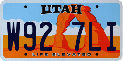 UT license plate W927LI
