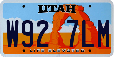 UT license plate W927LM