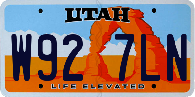 UT license plate W927LN