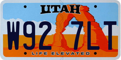 UT license plate W927LT
