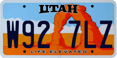 UT license plate W927LZ