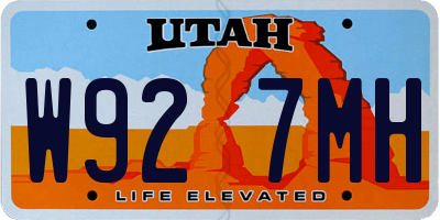 UT license plate W927MH