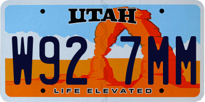 UT license plate W927MM