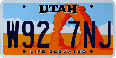 UT license plate W927NJ