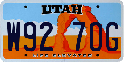 UT license plate W927OG