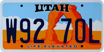 UT license plate W927OL