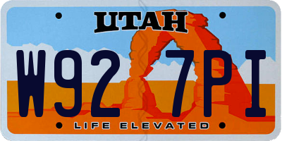 UT license plate W927PI