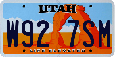 UT license plate W927SM