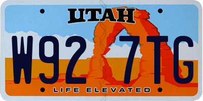 UT license plate W927TG